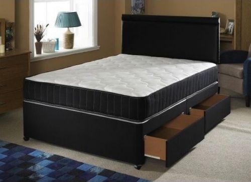 Addison Black Divan Bed Comfort, Divan Bed With Storage And Headboard