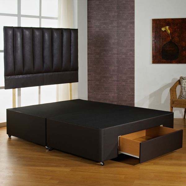 1 DRAWER FOOT END BRAND NEW FAUX LEATHER DIVAN BED 